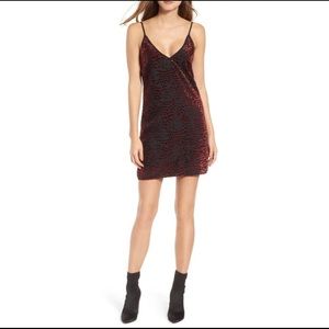 NEW WAYF Lamont Leopard Velvet Burnout Mini Dress